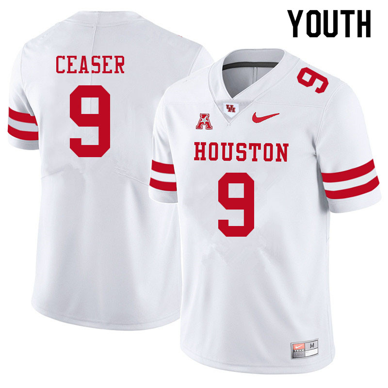 Youth #9 Nelson Ceaser Houston Cougars College Football Jerseys Sale-White - Click Image to Close
